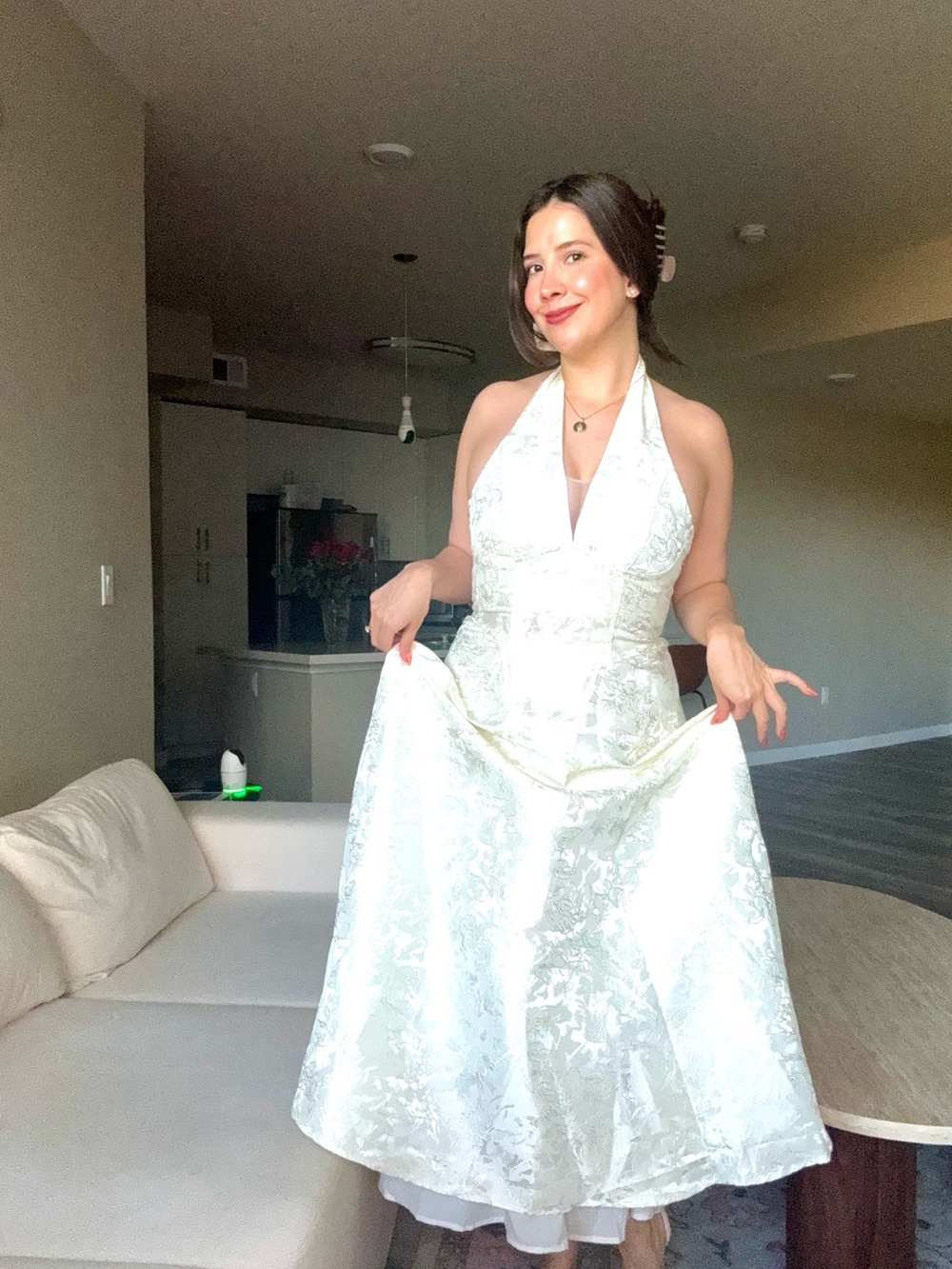 Elegant White Halter A-Line Dress